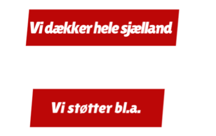 Tekst med budskab om, at vi dækker hele Sjælland og yder støtte til forskellige formål, en del af vores malerfirmas engagement.