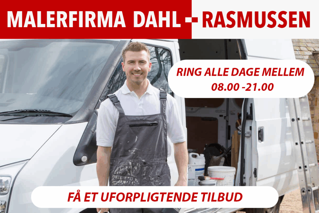 Visitkort med malermester, logo, telefon 42422348 og daglige åbningstider, et eksempel på vores malerfirmas professionelle branding.